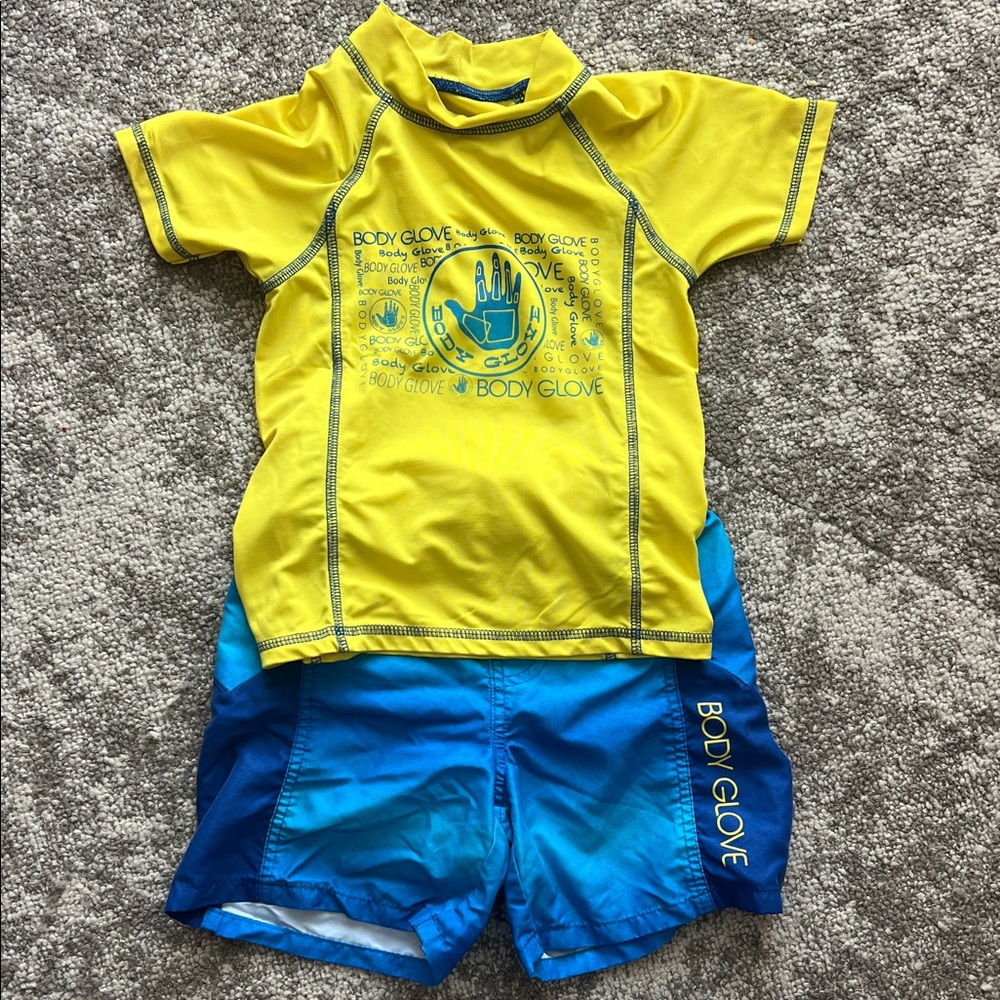 Body Glove Kids Bright Yellow and Blue Rashguard Set